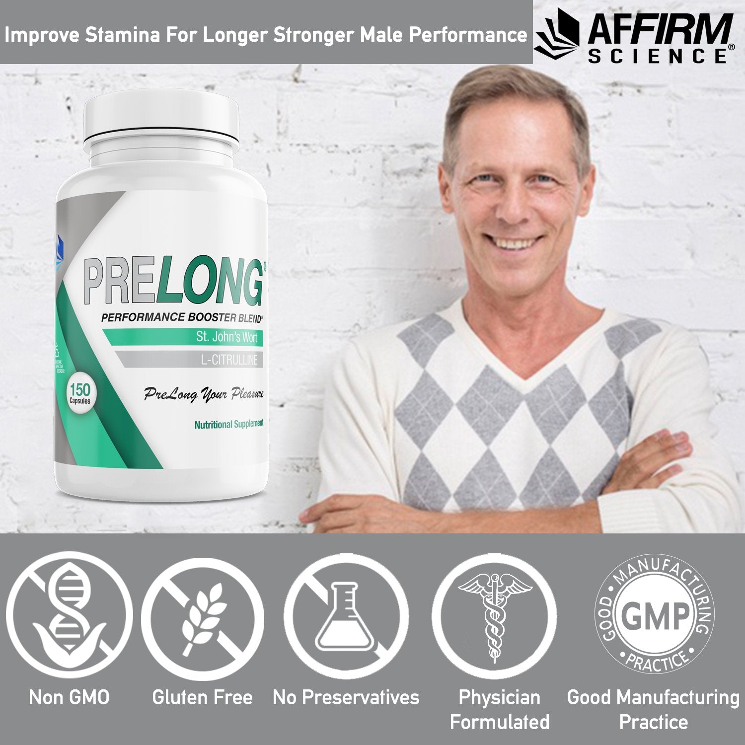 PRELONG for Rapid Ejaculation I 150 Capsules I One bottle