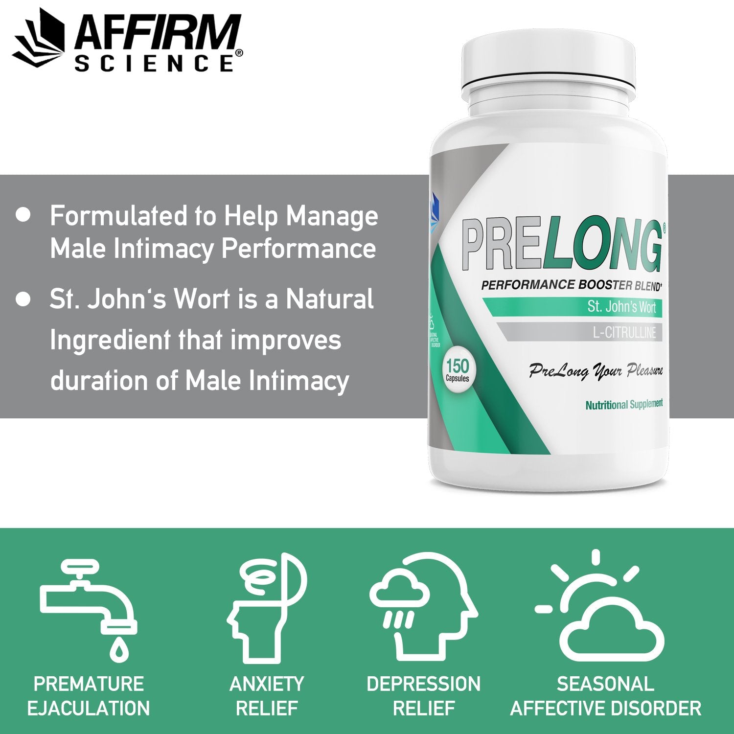 PRELONG for Rapid Ejaculation I 150 Capsules I One bottle